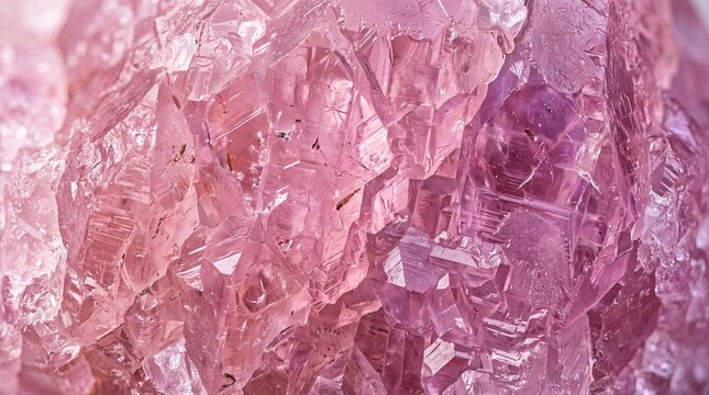 Close-Up of Raw Pink Crystal Gemstone Texture