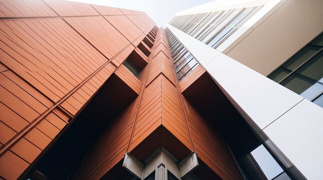 Modern Skyscraper Building Facade Seen from Below