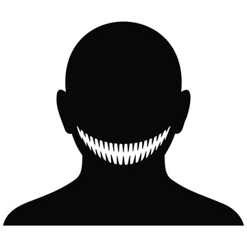 Horror face vector silhouette illustration depicting fear or a scary character.