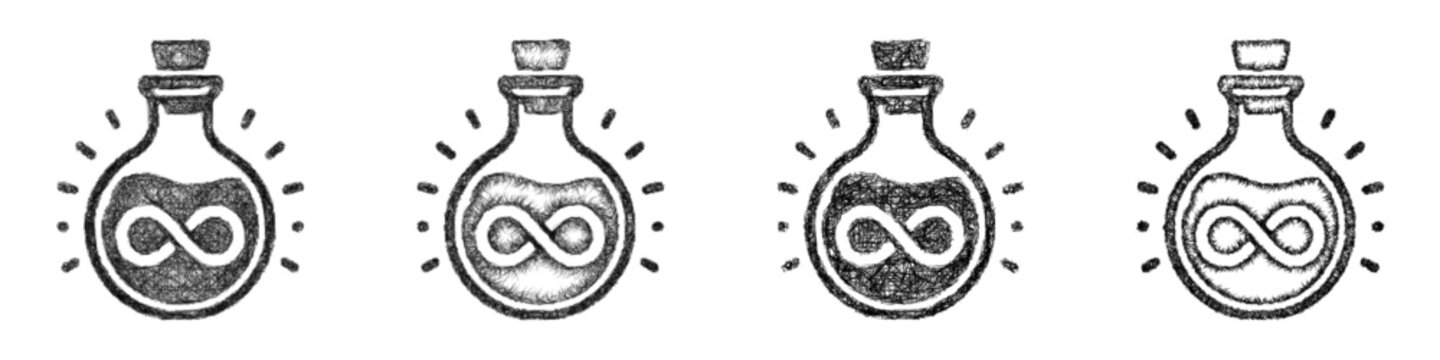 Sketch immortality elixir icon design set