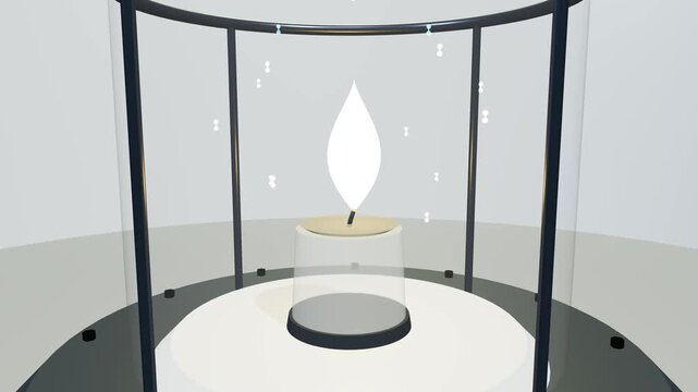 3D animation illustrating the physics of a spherical flame in a zero gravity environment showing molecular diffusion and convection collapse stages