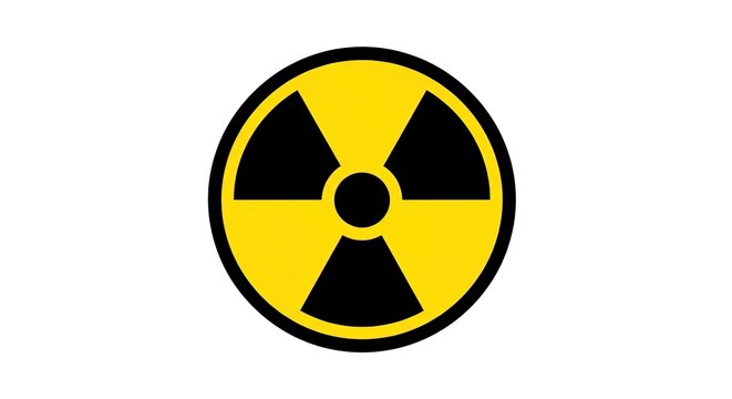 Radiation warning symbol. Black and yellow nuclear hazard sign. Circular danger pictogram with three black blades on a bright yellow background. Isolated vector graphic for safety design