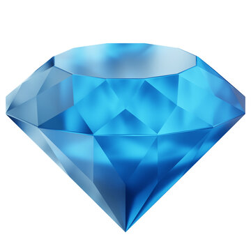 Blue Round Cut Diamond 3D Gemstone