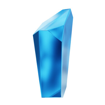 Blue Emerald Cut Diamond 3D Gemstone