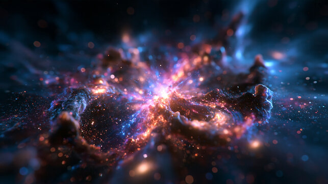Cosmic Nebula Explosion with Glowing Stars in Deep Space
