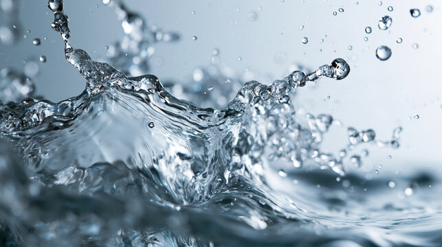 Fresh Water Splash with Droplets in Motion