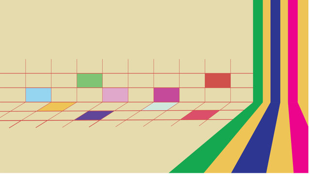 Colorful Geometric Bar Chart Data Visualization on Beige Grid
