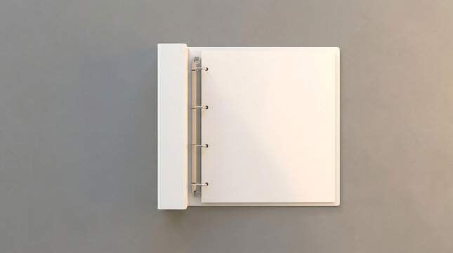 White Stationery Office Binder Mockup On A Minimalist Gray Surface From Top View For Business Presentation