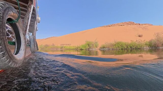 Un bonito paisaje que representa la vida en el Nilo pasando por Egipto