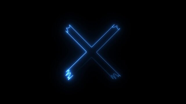 Glowing Neon Crossed Arrows Animation for Direction, Navigation and Movement 4k video