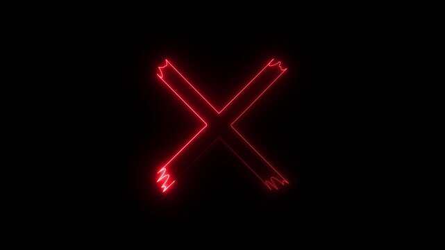 Glowing Neon Crossed Arrows Animation for Direction, Navigation and Movement 4k video