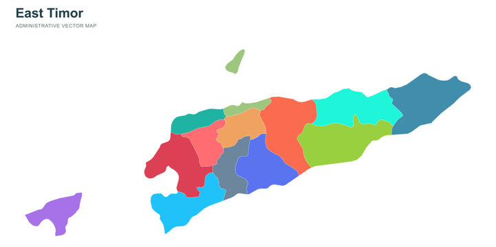 East Timor administrative vector map with colorful districts on squares.