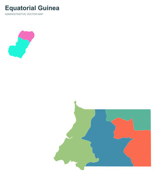 Equatorial Guinea administrative vector map with colorful provinces grid.