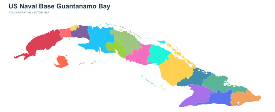 Guantanamo bay naval base map featuring colorful zones for strategic analysis.