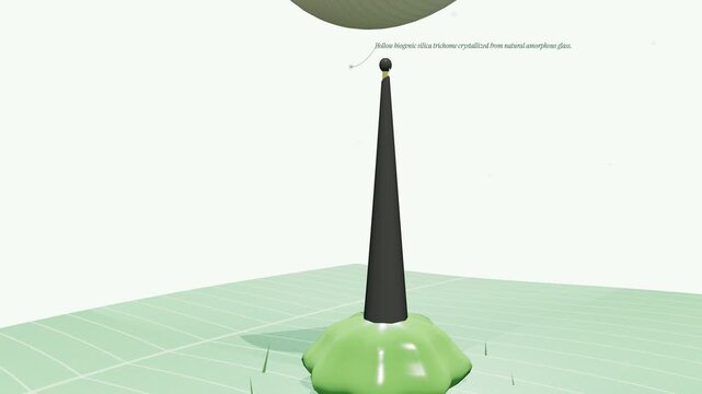 3D animation of a stinging nettle Urtica dioica trichome microinjection defense mechanism piercing human skin and releasing formic acid and histamine causing pain and swelling