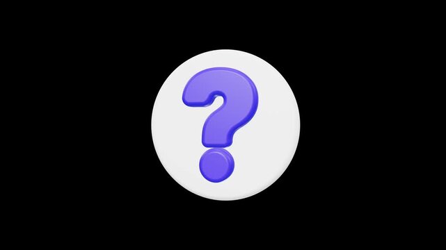 Glossy purple question mark icon on white circular button