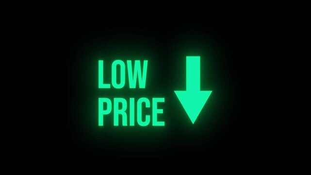 Low price neon text arrow animation video