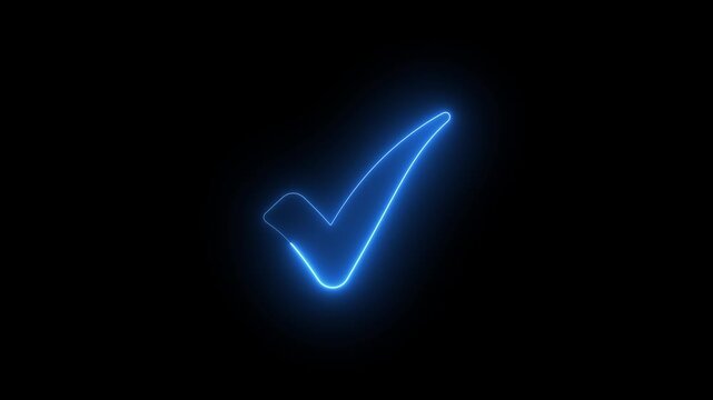 Glowing checkmark neon animation video