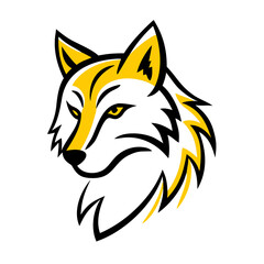 Obraz premium Profile view fox head vector illustration using yellow and black lines perfect for athletic team mascot logo or wildlife branding.
