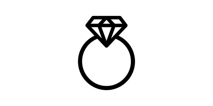 Black diamond ring icon representing engagement, marriage, and jewelry.
