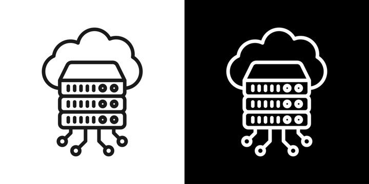 Database Server Icon Of Line Black And White Style