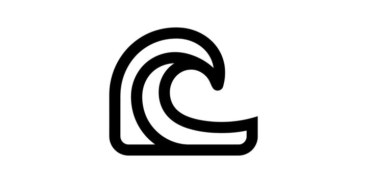 Stylized wave symbol for ocean and water themes in a simple design.