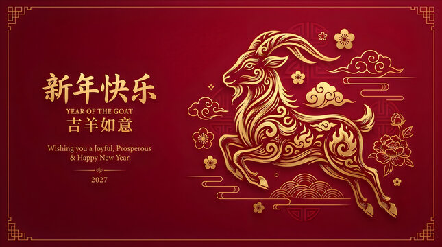 Golden goat illustration for year of the goat celebration