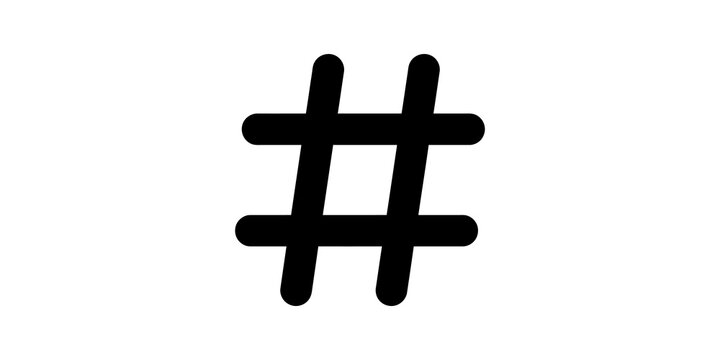 Black hashtag symbol for social media and online tagging content.
