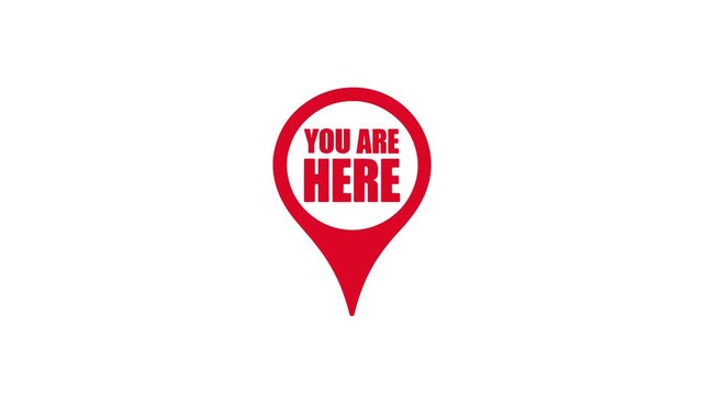 You are here location pin marker animation video