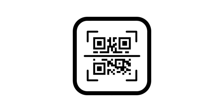 Black qr code scanner icon vector illustration on transparent background.