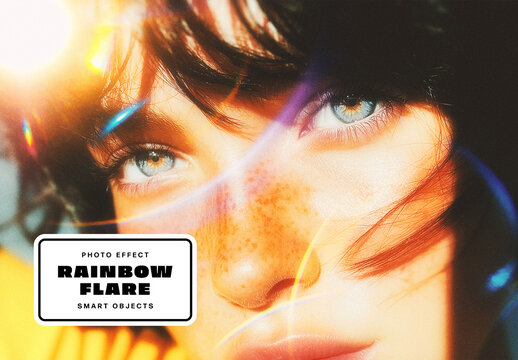 Rainbow Flare Photo Effect For Poster And Social Media Design