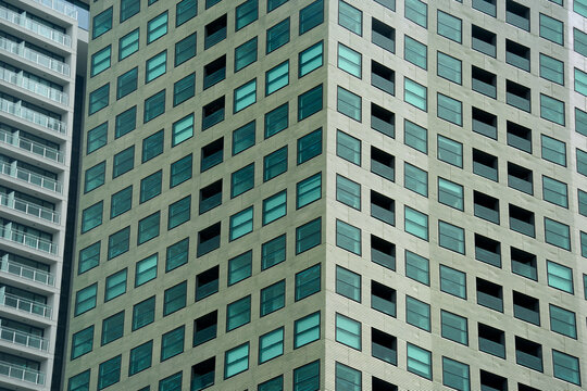 Modern Glass Office Building Corner Facade Buenos Aires