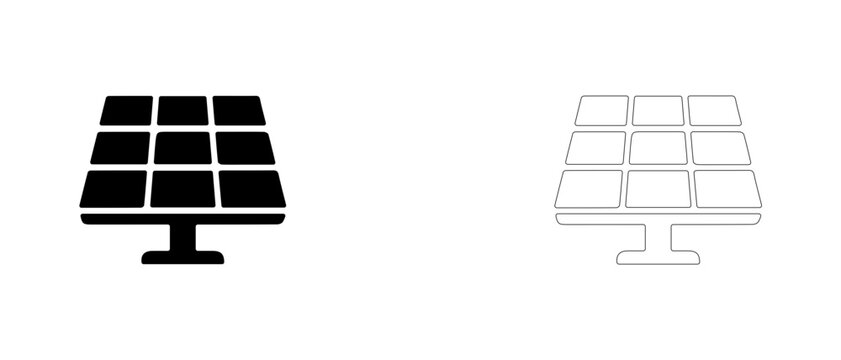 Solar panel renewable energy vector icon filled and outline, photovoltaic power cell and green energy symbol.
