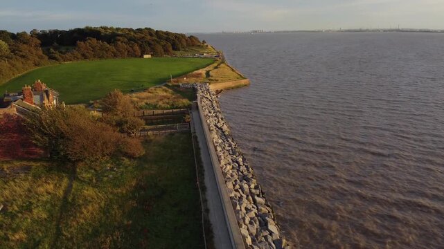 Drone. River Humber, Hull, flood defenses flood protection. Hull. 