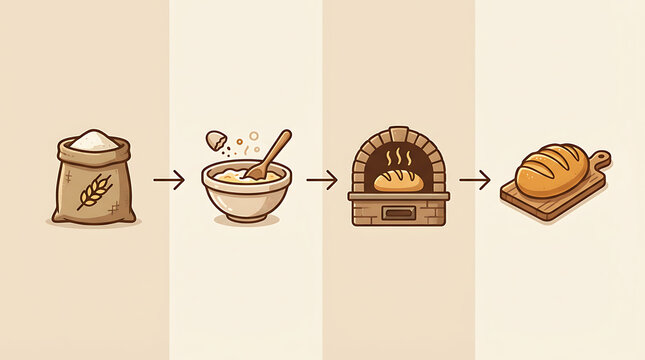 Step by Step Infographic flow for Baking Bread