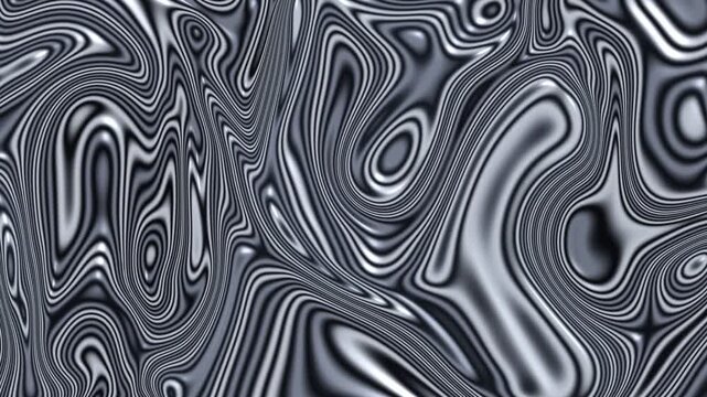 Mesmerizing fluid motion of monochromatic liquid metal swirls. 4K Video