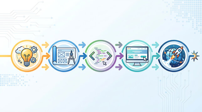 Infographic Five step timeline for Website Creation
