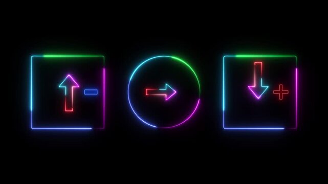 Colorful Neon Money Transfer Deposit and Withdrawal Interface Icons Loop Animation