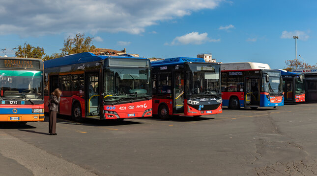 Catania, Sicily, Italy - November 4, 2025: A picture of the Catania Bus Terminal.
