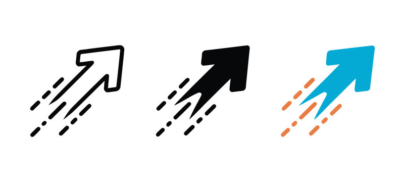 Fast upward arrow icons, acceleration and speed symbols, dynamic movement graphics, rapid growth concept, momentum, progress, and motion vector illustration.