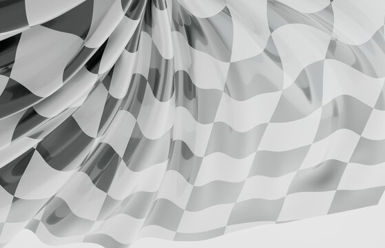 Abstract flowing checkered pattern background with smooth light and shadow effects.