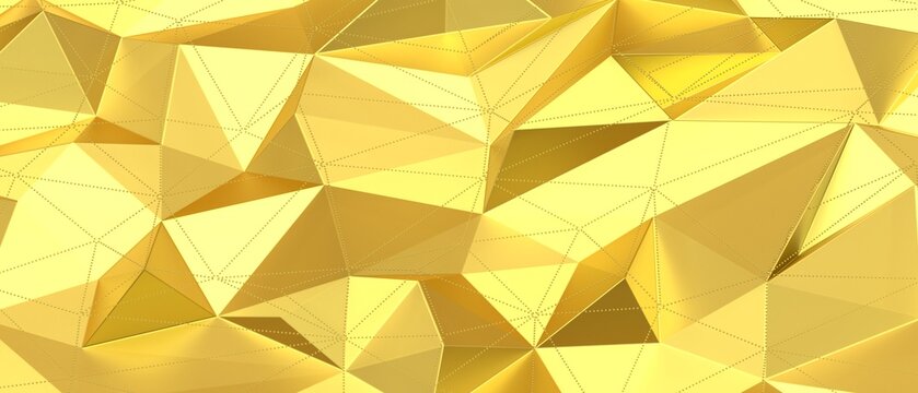 Luxurious golden abstract background with a polygonal geometric pattern and subtle texture.