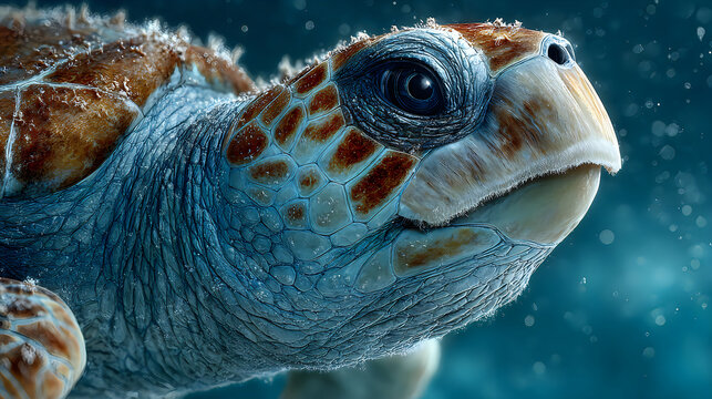 Underwater sea turtle closeup showing unique shell details wildlife photography Images