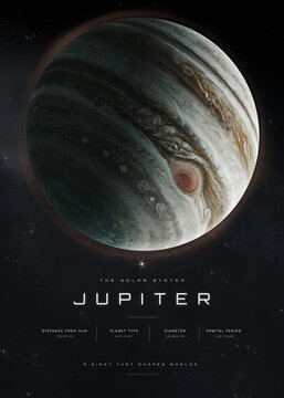 Planet Jupiter Against a Dark Star Field, Solar System Poster