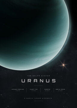 Planet Uranus Close-Up Against a Star Field, Solar System Poster