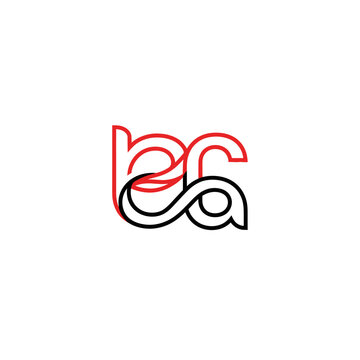 Stylized Monogram BG Intertwined Letters Red and Black Outline Isolated on Transparent Background