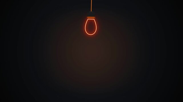 Minimalist Glowing Orange Neon Light Bulb Illustration