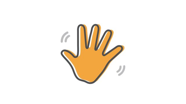 Hand wave waving hi or hello, vector, icon.
