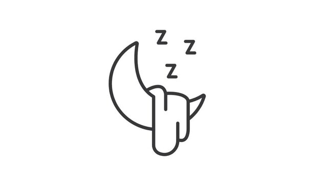 Moon with a blanket over her, night sleep, black, vector, icon. 