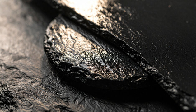 Wet dark charcoal natural stone surface with soft light reflex 2